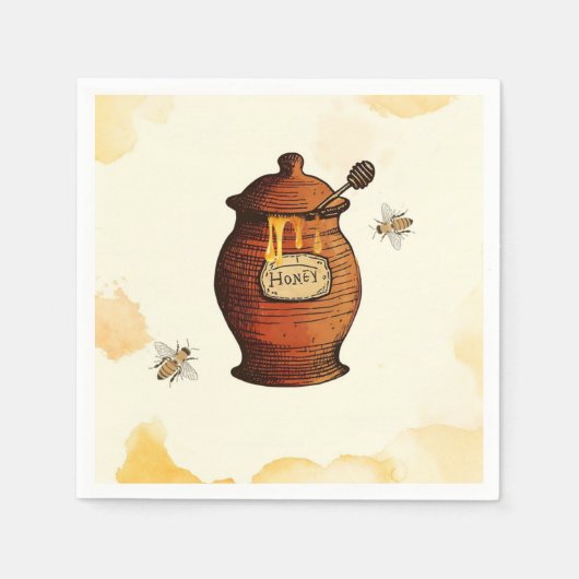 Honey Pot Honey Bee Baby shower Invitation Servet (Voorkant)