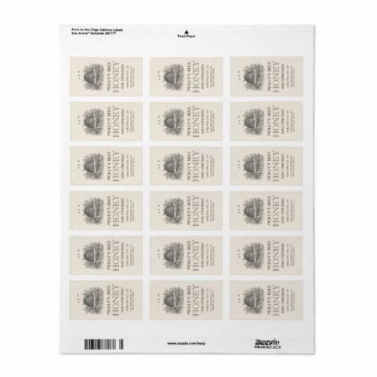 Honey  Skep Ivory Etiket (Full Sheet)