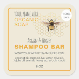 Honey Soap Shampoo Bar Yellow Antiek White Vierkante Sticker