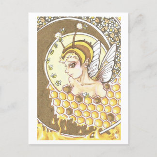 Honey Spiral Fairy Bee Nymph Fantasy Art Print Briefkaart