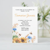 Honey Sunflower Bee Baby shower Uitnodiging (Staand voorkant)