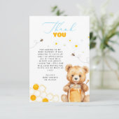Honey Teddy Bear Baby shower Dank je kaart (Staand voorkant)