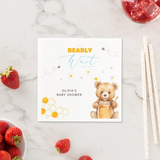 Honey Teddy Bear Jongen Meisje Baby shower Servet (Insitu)