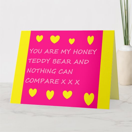 Honey Teddy Bear logo bericht op roze kaart (Voorkant)