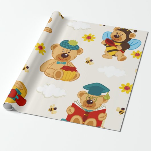 Honey Teddy Bears Cadeaupapier (Uitgerold)