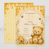 Honey Teddybeer Babyshower Uitnodiging (Voorkant / Achterkant)