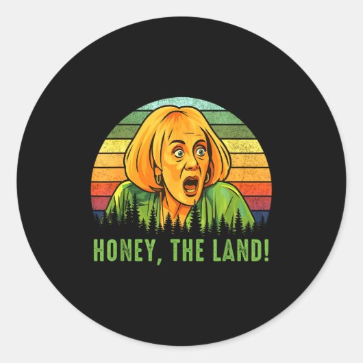 Honey The Land Funny Retro Sunset Forest  Ronde Sticker (Voorkant)