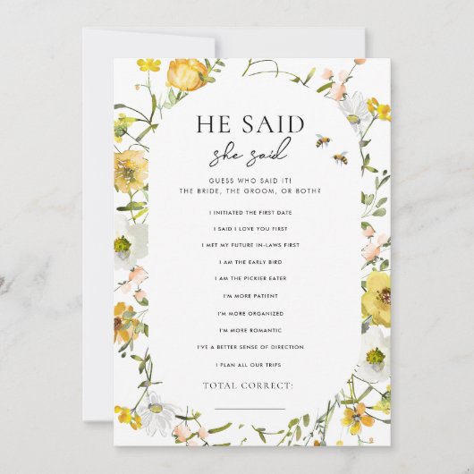 Honey Theme Hij zei dat ze Vrijgezellenfeest spel  Kaart (Voorkant)