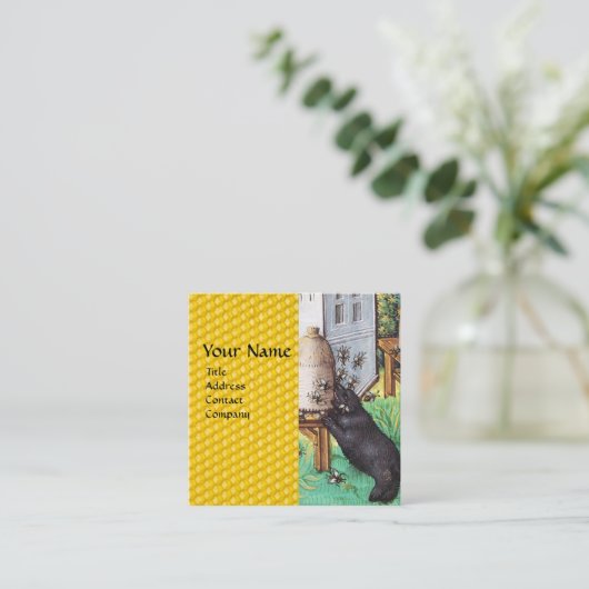 HONEY THIEF BEREN, BEES, BEE HIV-HIV-AIDS VIERKANTE VISITEKAARTJE (Staand voorkant)