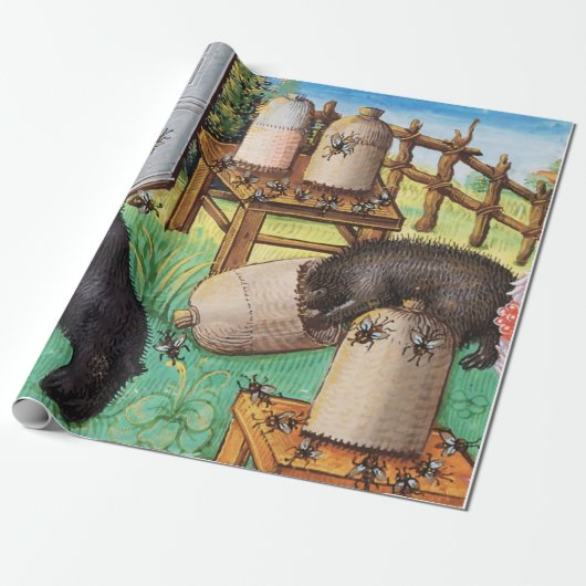 HONEY THIEF BEREN, BEES, BEE HIV-HIV-HIV-HIV-AIDS CADEAUPAPIER (Uitgerold)