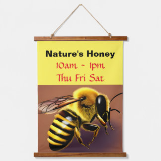 Honey Vendor Signage Hout Topped Wandtapijt Hangend Wandkleed