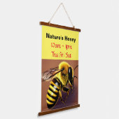 Honey Vendor Signage Hout Topped Wandtapijt Hangend Wandkleed (Gebogen)