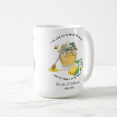 Honey w Cute Bees Lemon Floral n Foliage  Koffiemok (Voorkant rechts)