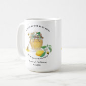 Honey w Cute Bees Lemon Floral n Foliage  Koffiemok (Voorkant links)