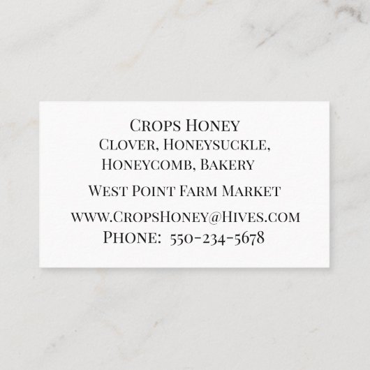 Honey Wand Imker Visitekaartje (Achterkant)