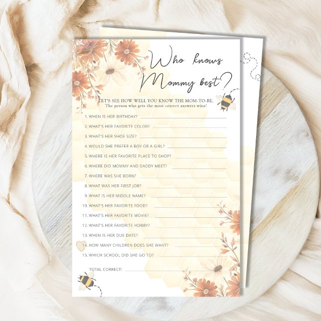 Honey Wildflower Baby shower Wie kent mama het bes (Creator heeft geüpload)