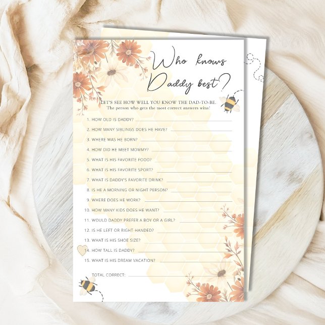 Honey Wildflower Baby shower Wie kent papa het bes (Creator heeft geüpload)