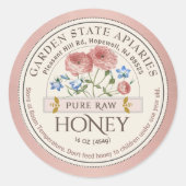 Honey Wildflower & Bee Baby Waarschuwing Opslag In Ronde Sticker (Voorkant)