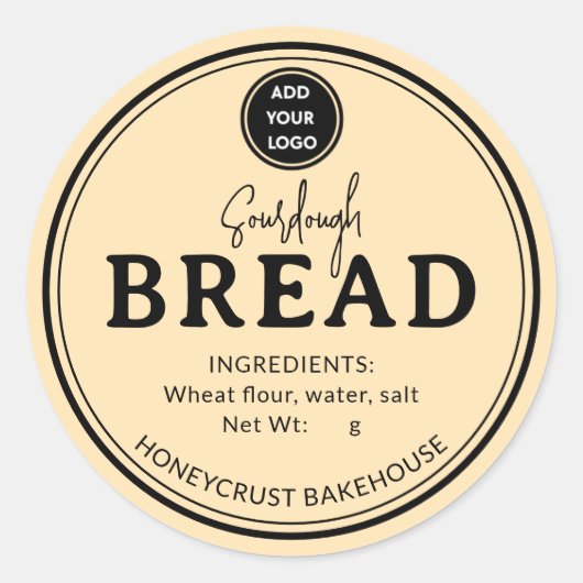 Honey Yellow Bakery Sourdough Bread Label Sticker (Voorkant)