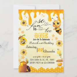 Honeybee 1st Birthday Invitation for Boy Kaart