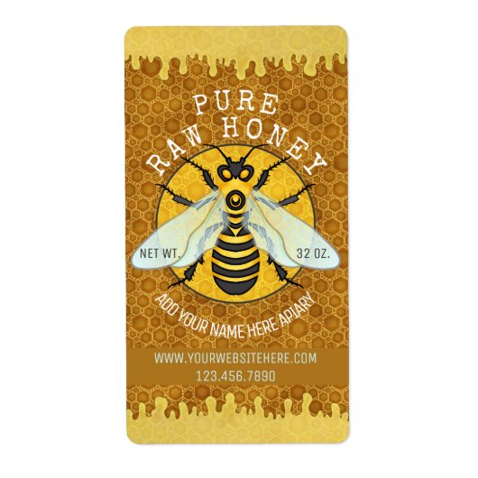 Honeybee Apiary Honing Jar Labels | Honingraat (Voorkant)