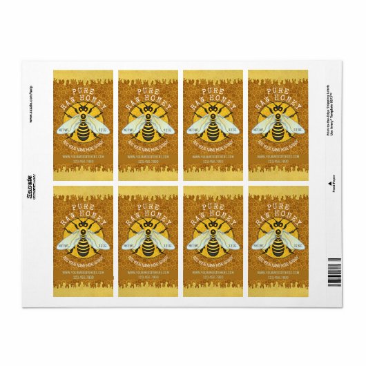Honeybee Apiary Honing Jar Labels | Honingraat (Full Sheet)