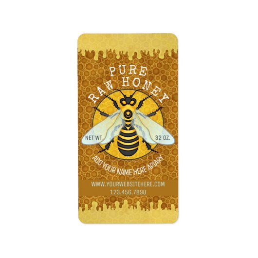 Honeybee Apiary Honing Jar Labels | Honingraat (Voorkant)