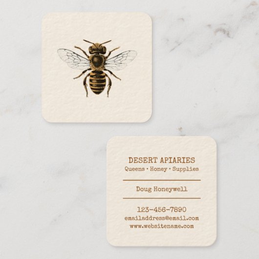 Honeybee Apiary Vierkante Visitekaartje (Voorkant / Achterkant)