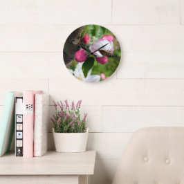 Honeybee & Apple Blossom | Fine Art Glass Clock Grote Klok