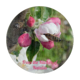 Honeybee & Apple Blossom Glass Cutting Board Snijplank