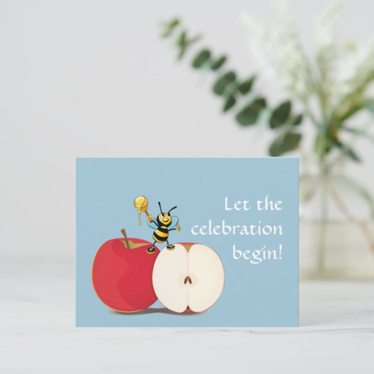 Honeybee Apple Rosh HaShana Briefkaart (Staand voorkant)
