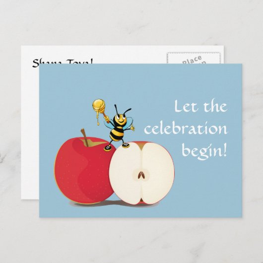 Honeybee Apple Rosh HaShana Briefkaart (Voorkant / Achterkant)