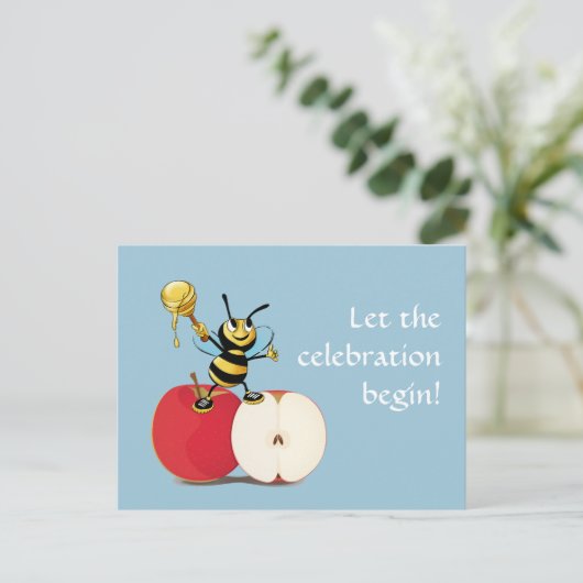 Honeybee Apple Rosh HaShana Briefkaart (Staand voorkant)