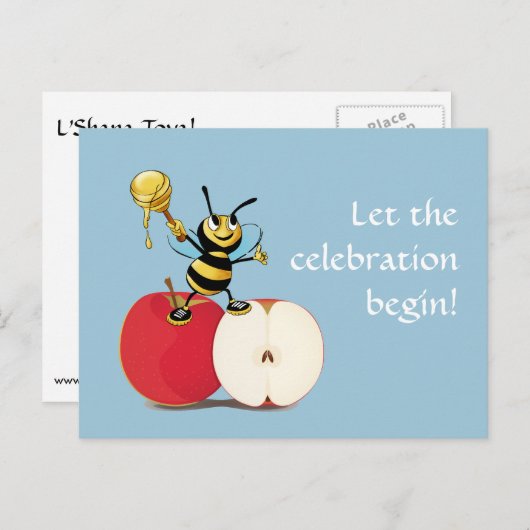 Honeybee Apple Rosh HaShana Briefkaart (Voorkant / Achterkant)