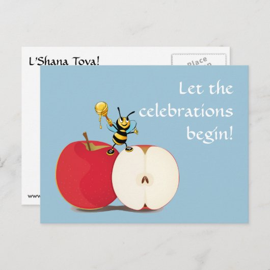 Honeybee Apple Rosh HaShana Briefkaart (Voorkant / Achterkant)