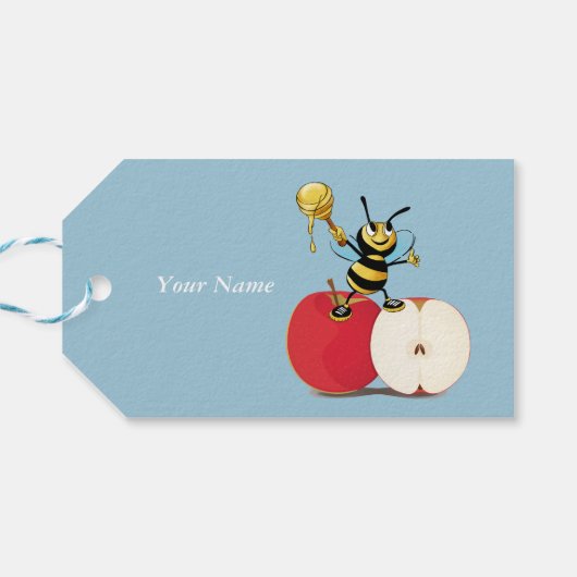 Honeybee Apple Rosh HaShana Cadeaulabel (Achterkant Horizontaal)