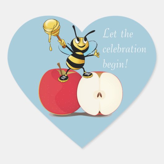 Honeybee Apple Rosh HaShana Hart Sticker (Voorkant)