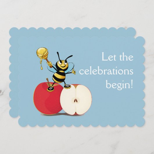 Honeybee Apple Rosh HaShana Kaart (Voorkant / Achterkant)