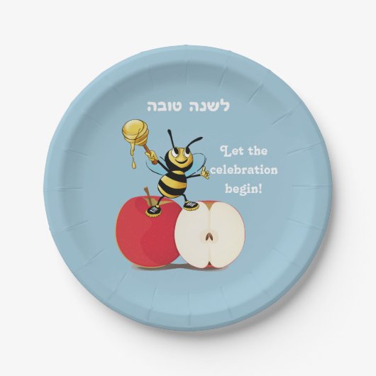 Honeybee Apple Rosh HaShana Papieren Bordje (Voorkant)