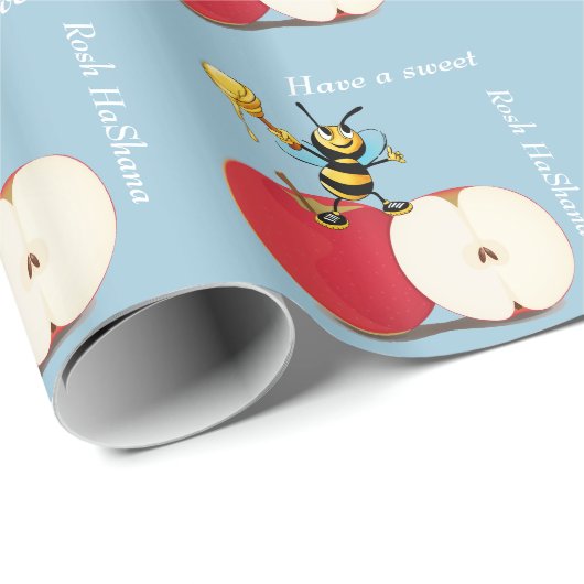 Honeybee Apple Rosh HaShana Wrapping Paper Cadeaupapier (Rol Hoek)