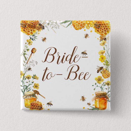 Honeybee Bride to Bee Baby shower Vierkante Button 5,1 Cm (Voorkant)