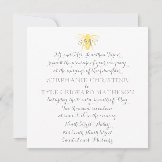 Honeybee bruiloft uitnodiging (Voorkant)