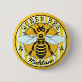 Honeybee Bumblebee Queen Bee  | Gepersonaliseerd Ronde Button 5,7 Cm (Voorkant)