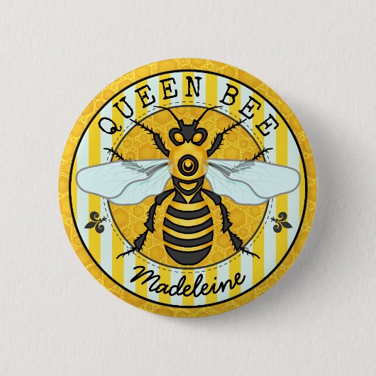 Honeybee Bumblebee Queen Bee  | Gepersonaliseerd Ronde Button 5,7 Cm (Voorkant)