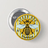 Honeybee Bumblebee Queen Bee  | Gepersonaliseerd Ronde Button 5,7 Cm (Voorkant /achterkant)