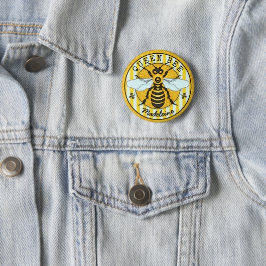 Honeybee Bumblebee Queen Bee | Gepersonaliseerd Ronde Button 5,7 Cm (In situ)