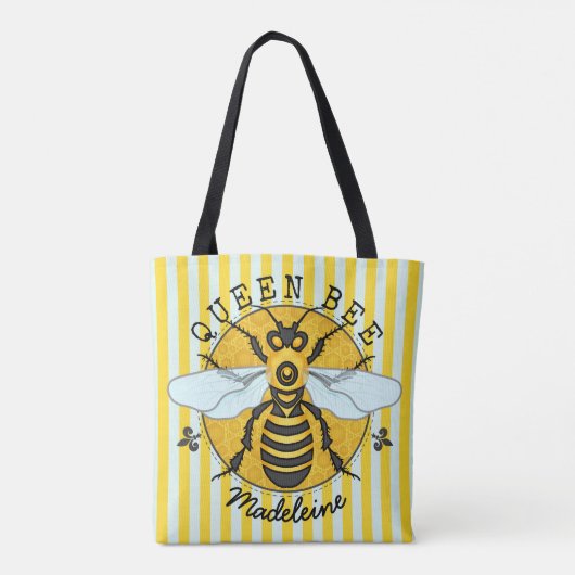 Honeybee Bumblebee Queen Bee Honey Stripes Aangepa Tote Bag (Achterkant)