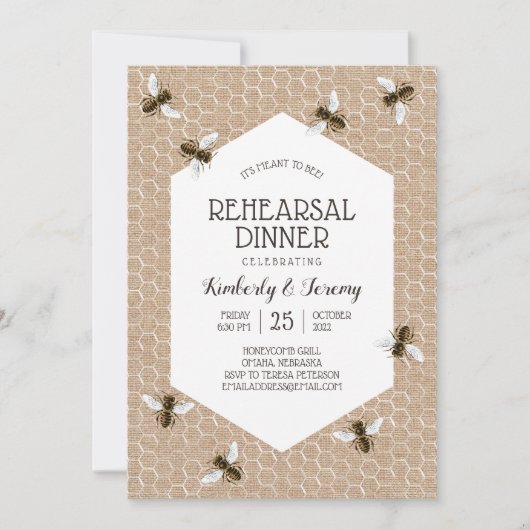  Honeybee Burlap repetitie diner Kaart (Voorkant)