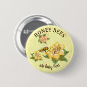 Honeybee Busy Bee Honeycomb Flowers Ronde Button 5,7 Cm (Voorkant /achterkant)