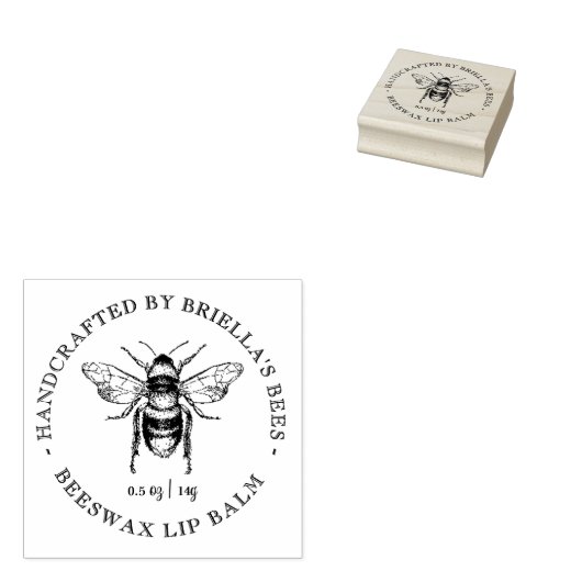  Honeybee Custom Honey Lip Balm Stamp Rubberstempel (Gestempeld)